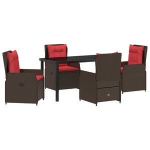vidaXL Conjunto de Comedor de Jard&iacute;n 5 pcs Marr&oacute;n Polirat&aacute;n