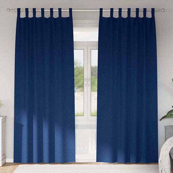 vidaXL Cortinas Opacas con Anillas 2 pcs Azul Oscuro 260 x 140 cm