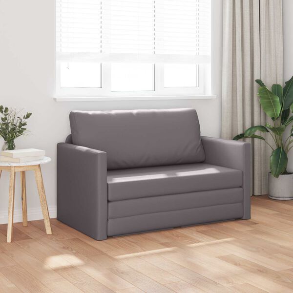 vidaXL Sof&aacute; cama 110cm Gris Cuero artificial