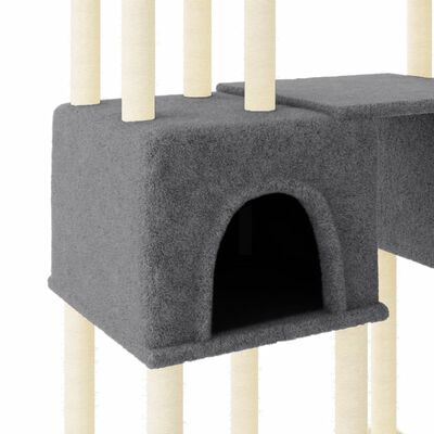 vidaXL Rascador para gatos con postes de sisal gris oscuro 199 cm