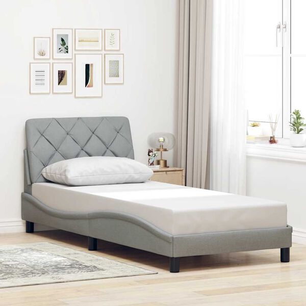 vidaXL Estructura de cama sin colch&oacute;n tela gris claro 80x200 cm