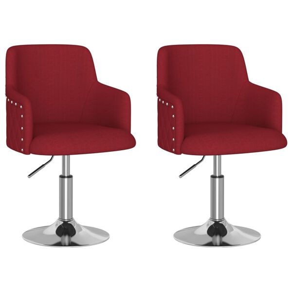 vidaXL Sillas de comedor 2 unidades tela rojo tinto