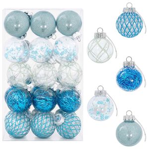 vidaXL Juego de bolas navide&ntilde;as 30 uds. Azul &Oslash; 6 cm PET