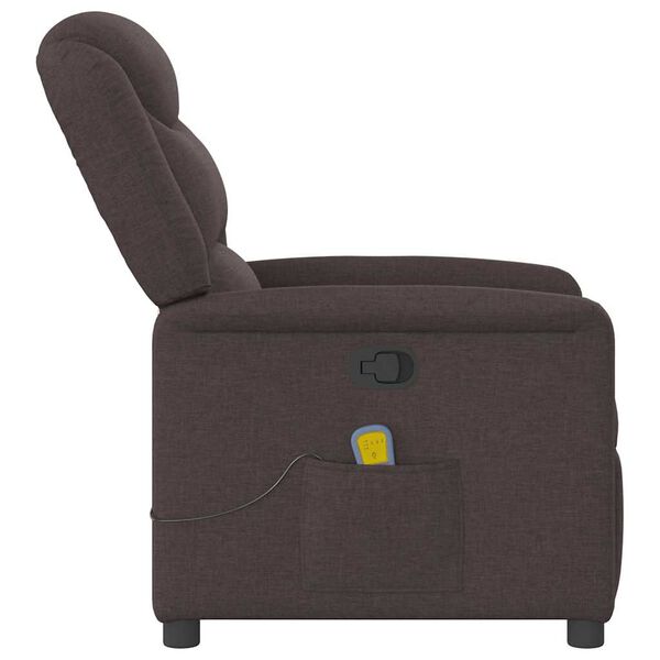 vidaXL Sillón de masaje reclinable de tela marrón oscuro