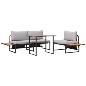 vidaXL Conjunto de Comedor de Jardín 3 pcs Gris Claro Acero