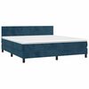 vidaXL Cama box spring colch&oacute;n y LED terciopelo azul oscuro 180x200 cm
