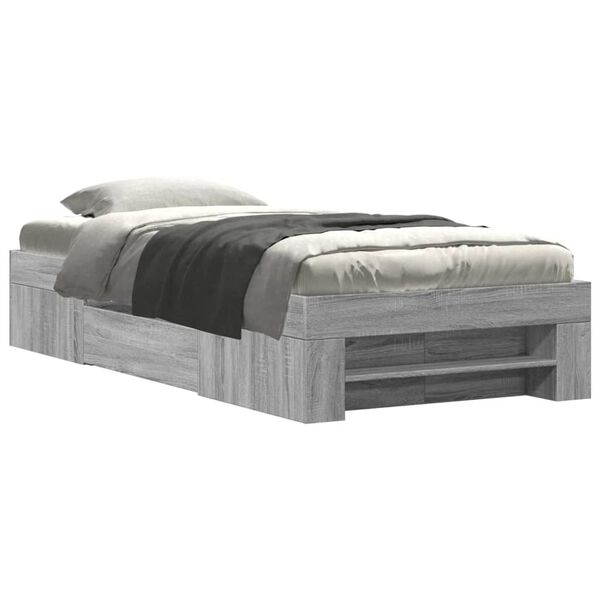 vidaXL Estructura de cama madera de ingeniería gris Sonoma 75x190 cm