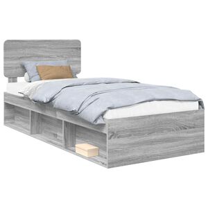 vidaXL Estructura de cama con cabecera Gris Sonoma 90 x 190 cm