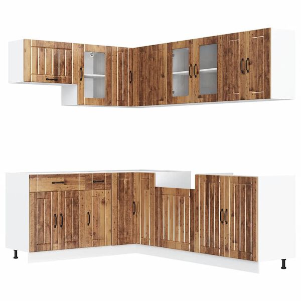 vidaXL Mueble cocina Lucca madera vieja 11 pzas madera contrachapada
