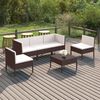 vidaXL Set muebles de jardín 6 pzas y cojines ratán sintético marrón