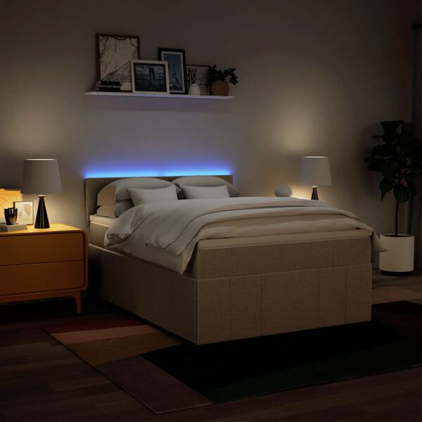 vidaXL Cama box spring con colch&oacute;n tela color crema 140x200 cm