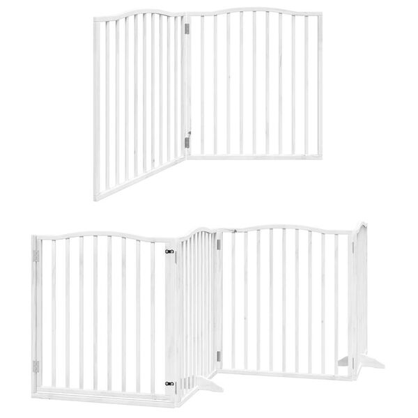 vidaXL Puerta de perros plegable 8 paneles madera &aacute;lamo blanca 640 cm