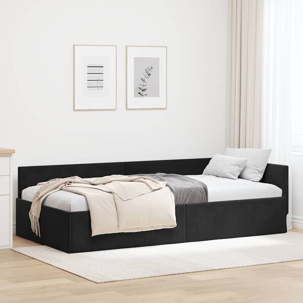 vidaXL Estructura de cama en esquina Negro 100 cm x 200 cm Terciopelo