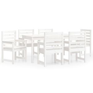 vidaXL Juego de comedor de jardín 7 piezas madera maciza pino blanco