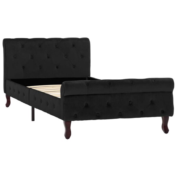 vidaXL Estructura de cama sin colch&oacute;n terciopelo negro 90x200 cm