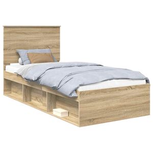 vidaXL Estructura de cama con cabecera Roble Sonoma 90 x 200 cm