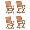 vidaXL Sillas plegables, 4 unidades, 57x66x95 cm, madera maciza de acacia.