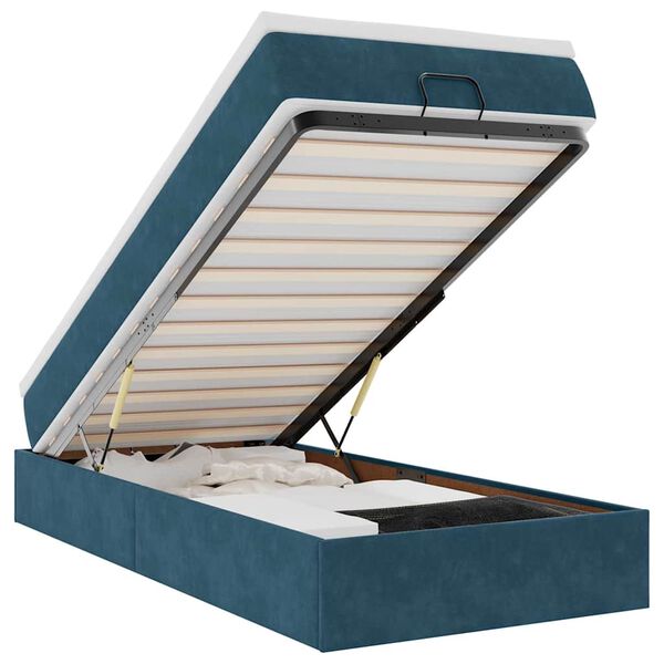vidaXL Estructura cama otomana colch&oacute;n terciopelo azul oscuro