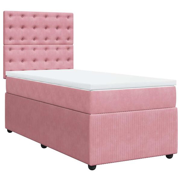 vidaXL Cama box spring con colch&oacute;n terciopelo rosa 80x200 cm