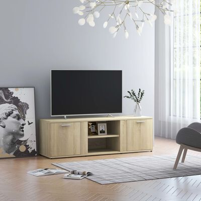 vidaXL Mueble de TV madera contrachapada color roble 120x34x37 cm