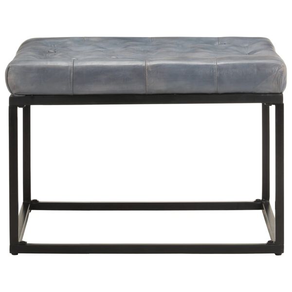 vidaXL Puf de cuero aut&eacute;ntico gris 62x62x47 cm