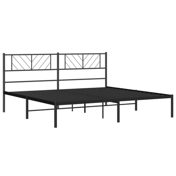 vidaXL Estructura cama sin colch&oacute;n con cabecero metal negro 180x200 cm