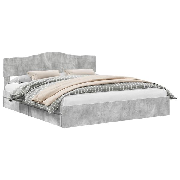 vidaXL Cama con almacenamiento con cabecera Gris Concreto 200 x 200 cm