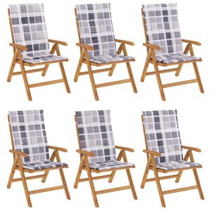 vidaXL Sillas reclinables plegables y cojines 6 uds madera maciza teca