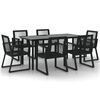 vidaXL Juego de comedor para jard&iacute;n 7 piezas rat&aacute;n PVC negro
