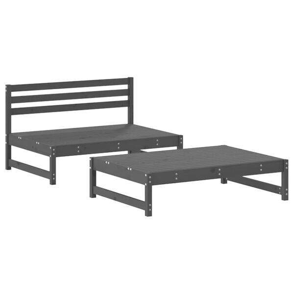 vidaXL Juego de muebles de jard&iacute;n 2 pzas y cojines madera maciza gris