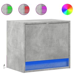 vidaXL Mesitas de noche de pared con luces LED 2 uds gris hormig&oacute;n