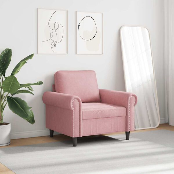 vidaXL Sill&oacute;n de terciopelo rosa 60 cm