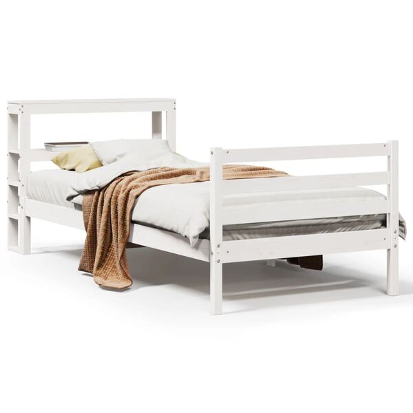 vidaXL Estructura de cama sin colch&oacute;n madera de pino blanca 90x200 cm
