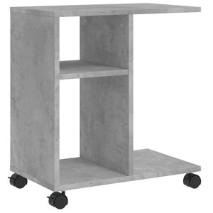 vidaXL Mesa auxiliar ruedas madera ingenier&iacute;a gris hormig&oacute;n 50x30x55cm