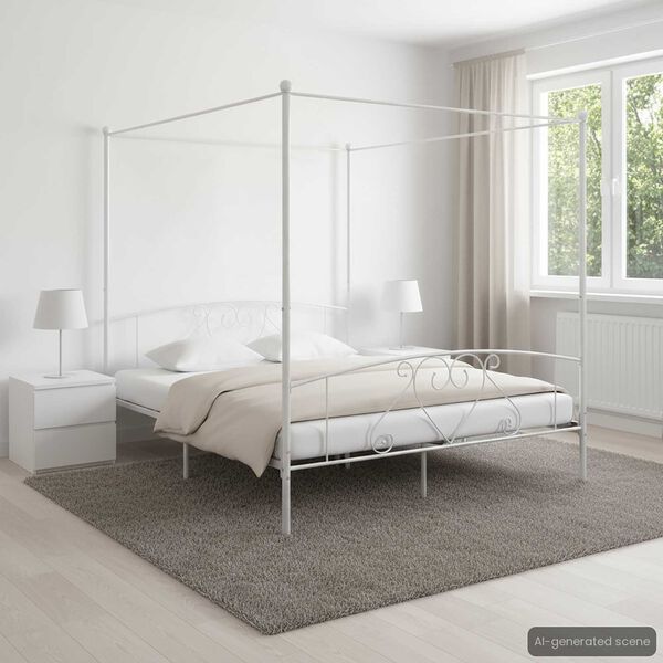 vidaXL Estructura cama con dosel sin colchón metal blanco 180x200 cm