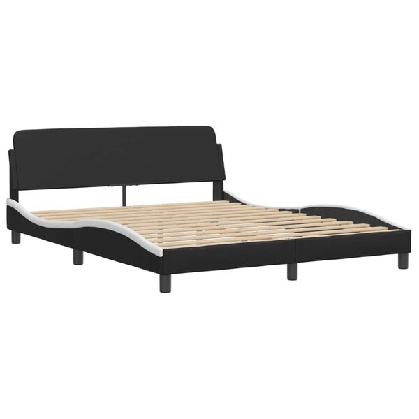 vidaXL Cama Viana con colch&oacute;n cuero sint&eacute;tico negro y blanco 160x200 cm