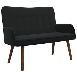 vidaXL Sof&aacute; de 2 Plazas Negro 115 x 61 x 87 cm Terciopelo