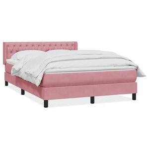vidaXL Cama box spring con colch&oacute;n terciopelo rosa 160x220 cm
