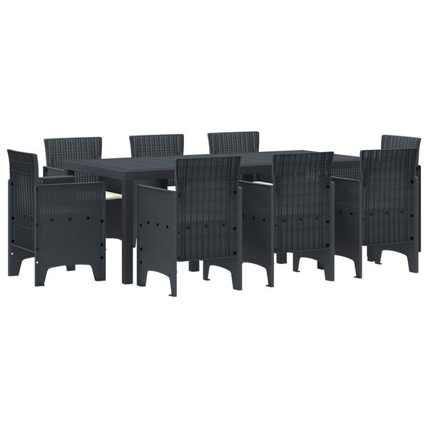 vidaXL Conjunto de Comedor de Jard&iacute;n 9 pcs Antracita Polipropileno