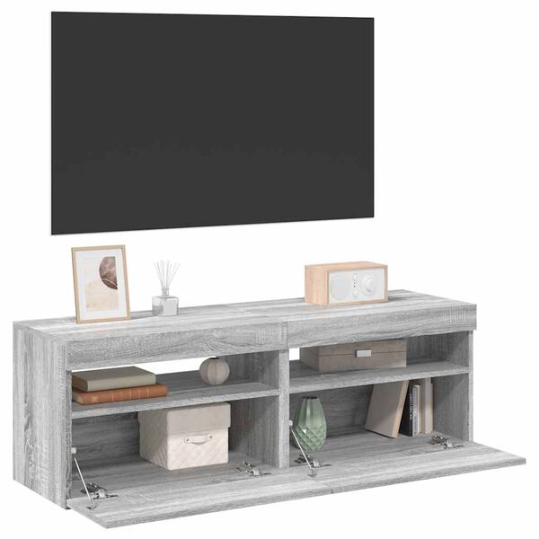 vidaXL Muebles de TV 2 uds con luces LED gris Sonoma 60x35x40 cm