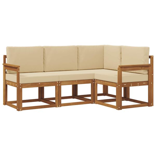 vidaXL Conjunto de sof&aacute;s de exterior con coj&iacute;n 4 pcs Natural y Beige
