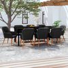 vidaXL Juego de comedor de jardín 9 piezas con cojines negro