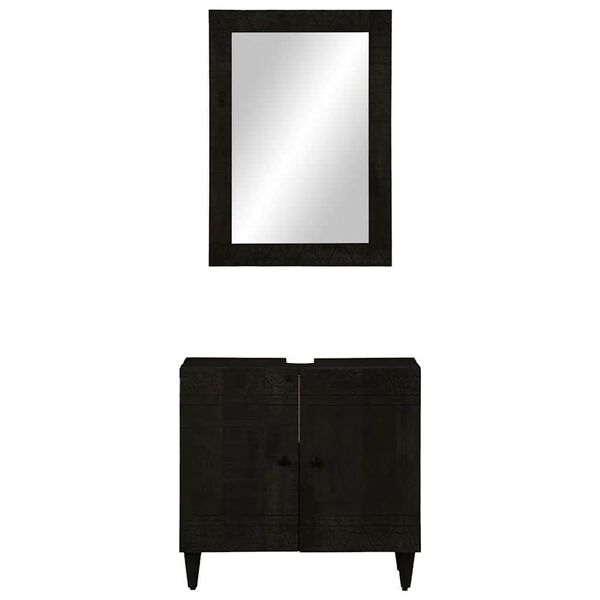 vidaXL Conjunto de muebles de ba&ntilde;o 2 piezas madera maciza de mango