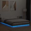 vidaXL Estructura cama con luces LED madera gris hormig&oacute;n 135x190 cm