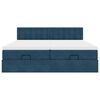 vidaXL Cama otomana con colchones y luces LED azul oscuro 200x200 cm