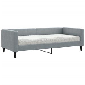 vidaXL Sof&aacute; cama con colch&oacute;n tela gris claro 90x190 cm