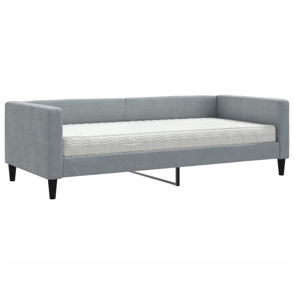 vidaXL Sofá cama con colchón tela gris claro 90x190 cm