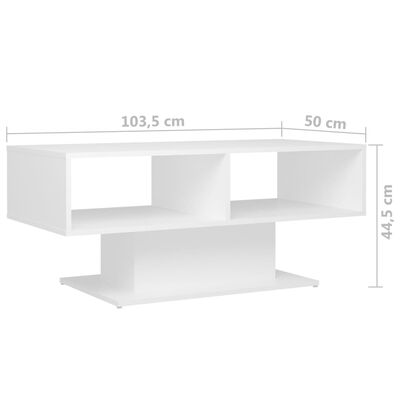 vidaXL Mesa de centro madera contrachapada blanco 103,5x50x44,5 cm