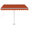 vidaXL Toldo autom&aacute;tico LED sensor de viento naranja marr&oacute;n 300x250 cm