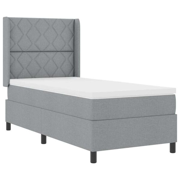 vidaXL Cama tipo Box Spring con colch&oacute;n Gris Claro 200 x 100 cm tela